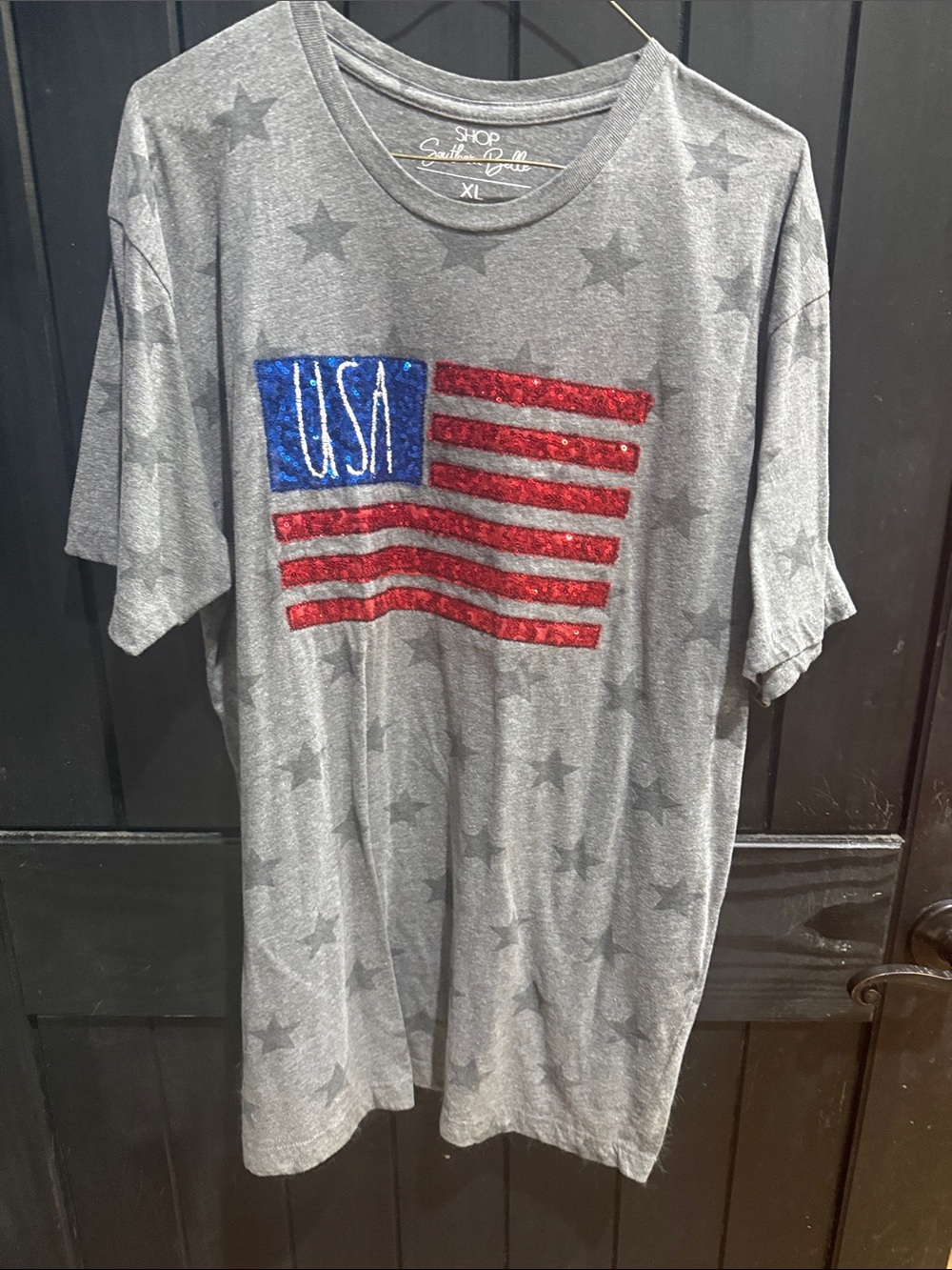 Sage Sequin USA Flag Short-Sleeve Tee by Southern Grace